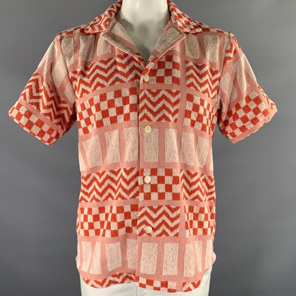 OAS Other - OAS Size L Orange White Abstract Terry Camp Short Sleeve Shirt